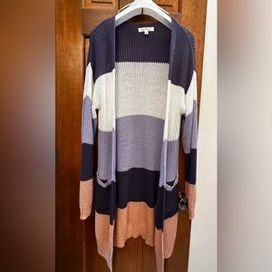 LOVE TREE STRIPED LONG SLEEVE CARDIGAN SIZE MEDIUM